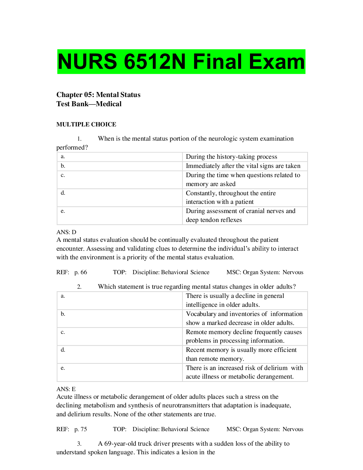 Preview image for NURS 6512N Final Exam